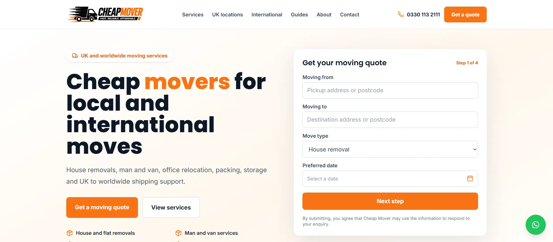 Cheap Mover website, designed by Dubai Website Designers