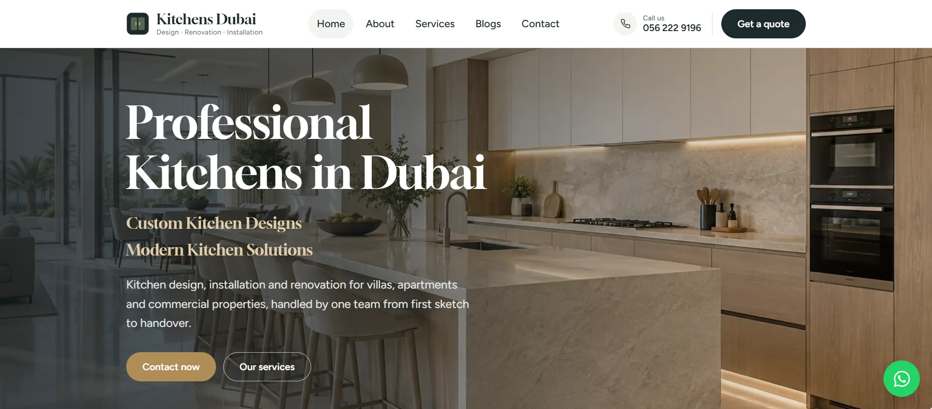 Kitchens Dubai website, designed by Dubai Website Designers